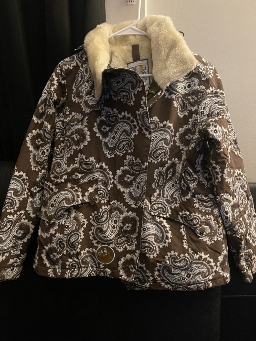 Burton Women's Blue Brown Paisley Ski-Snowboard Jacket w/Hood Size Medium EUC